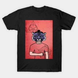 DaVinci-Inspired Male Character with Animal Mask and Blue Eyes T-Shirt
